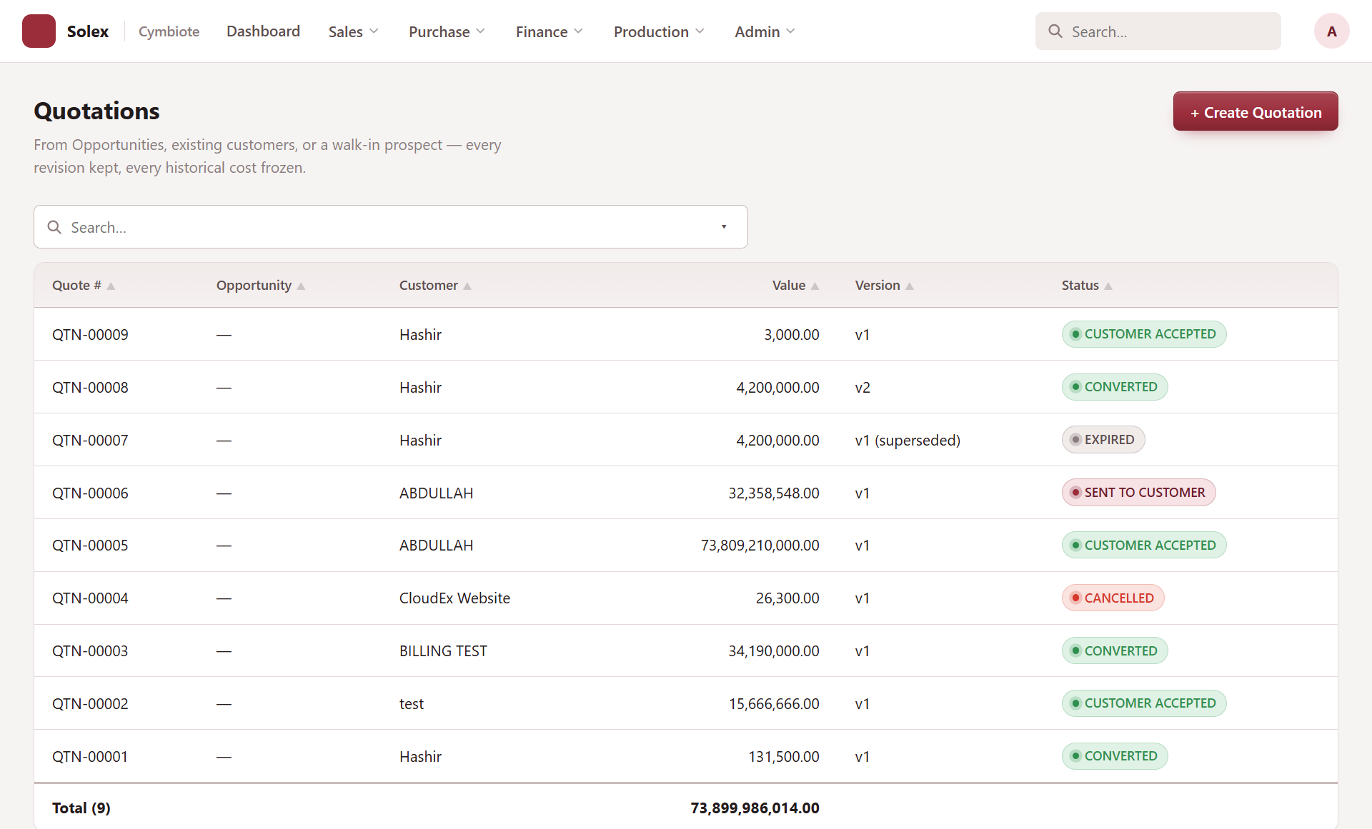 Solex CRM Professional Quotation Builder